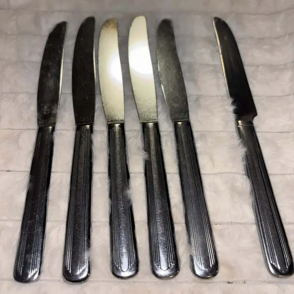 Lot of 5 Vintage Silco Freedom Stainless Dinner Knives USA + 1 Lookalike Spare